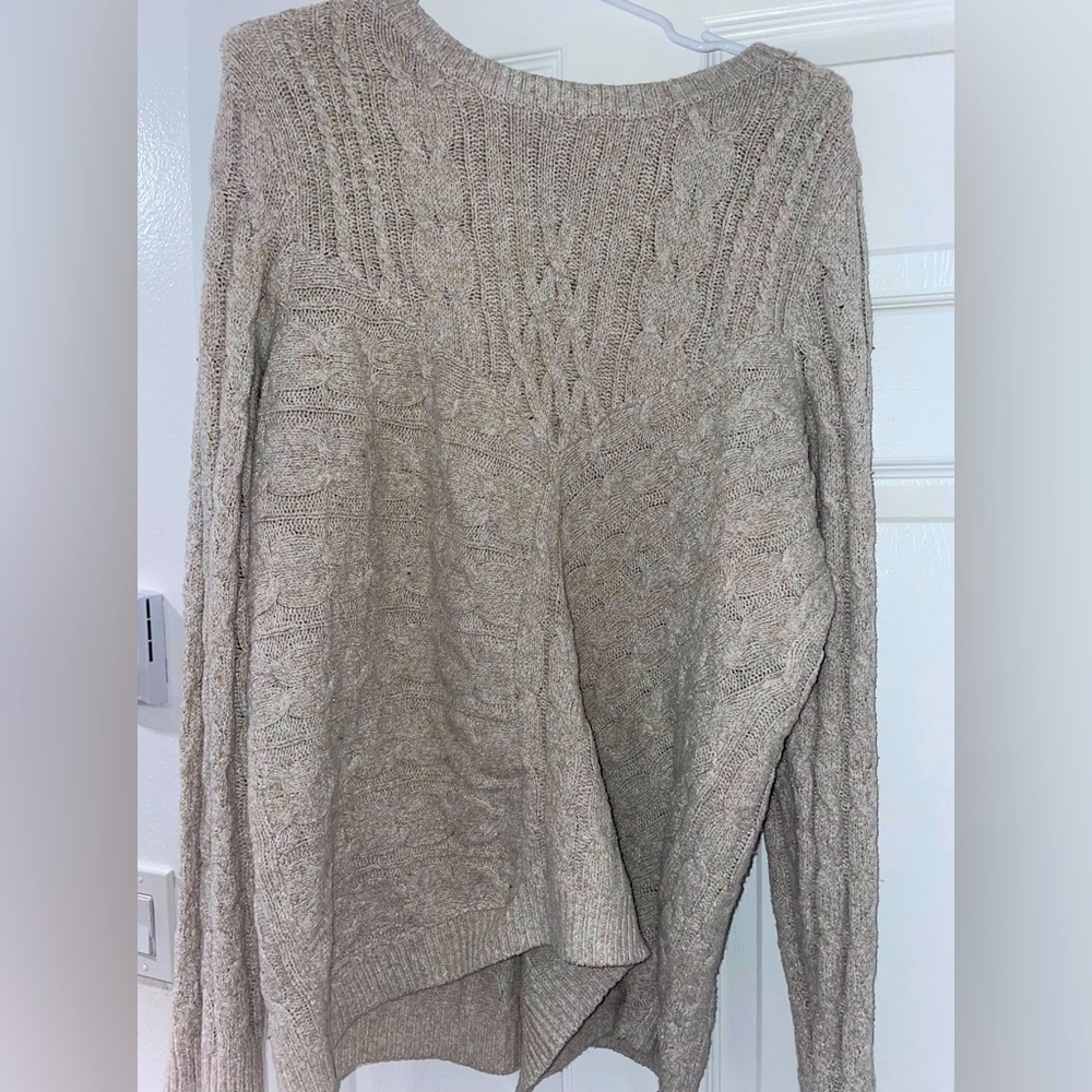 Olivia sky cream cable knit sweater